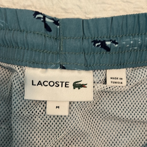 Lacoste Blue Airplane Print Swim Trunks, Size M - Picture 2 of 4